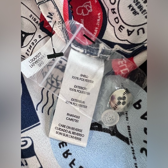 Karl Lagerfeld Paris Chiffon Womens Sz Large Blouse Logo Graffiti‎ Bright Colors - Picture 6 of 10